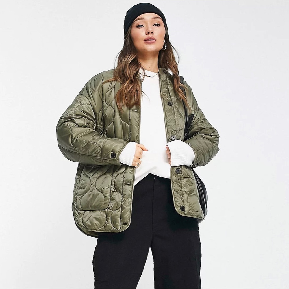 Mango Quilted Military Shell Jacket